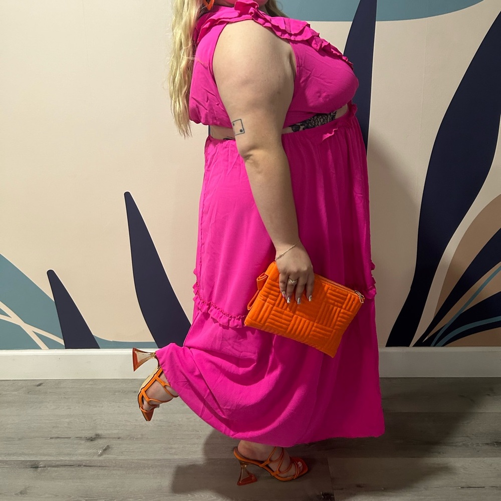 Pink Ruffled Maxi Dress - Picture 2 of 4